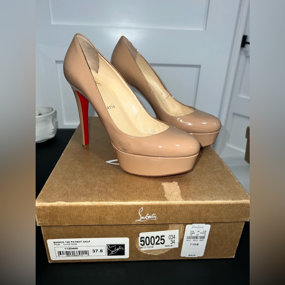 Christian Louboutin Bianca 120 patent calf nude
